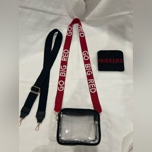 COPY - Go Big Red Beaded Purse Strap & Clear Bag